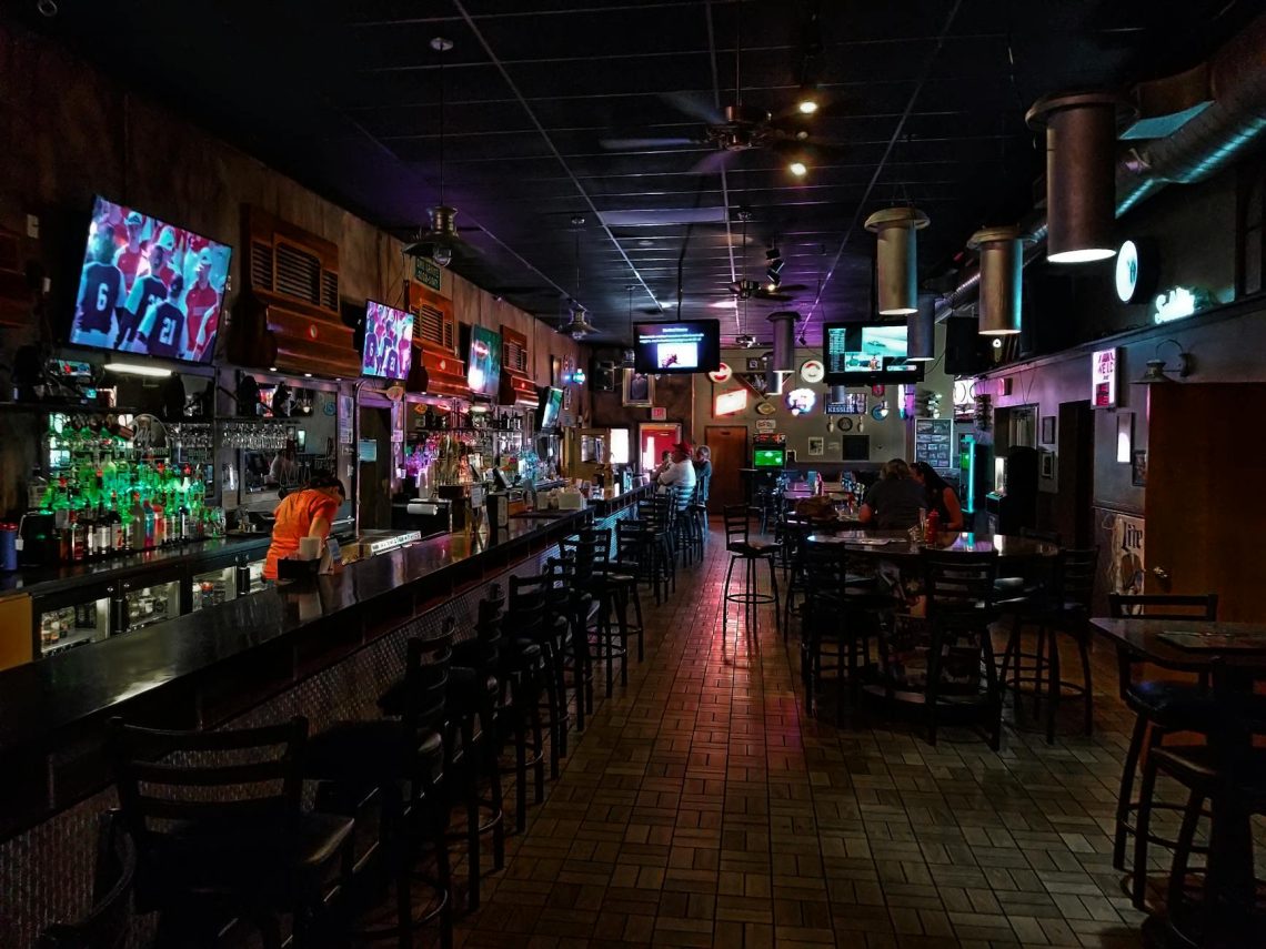 bar counter with chairs interior