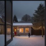 In einer kalten Winternacht, in der es sanft schneit, blicke ich von draußen, wo es stockdunkel ist, durch ein Fenster in eine warme, gemütliche Wohnung einer Familie. Dort steht ein Weihnachtsbaum, es ist weihnachtlich geschmückt, es gibt eine Lichterkette und Kerzen. Drinnen ist es warm und kuschelig; draußen ist es kalt und winterlich.