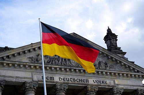 germany flag in front of building