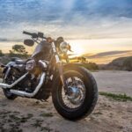 cruiser motorcycle on dirt road